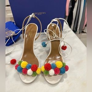 Aquazurra Pom Pom Sandal Heels